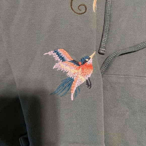 Johnny Was Green Floral Embroidered Hoodie - Picture 4 of 12